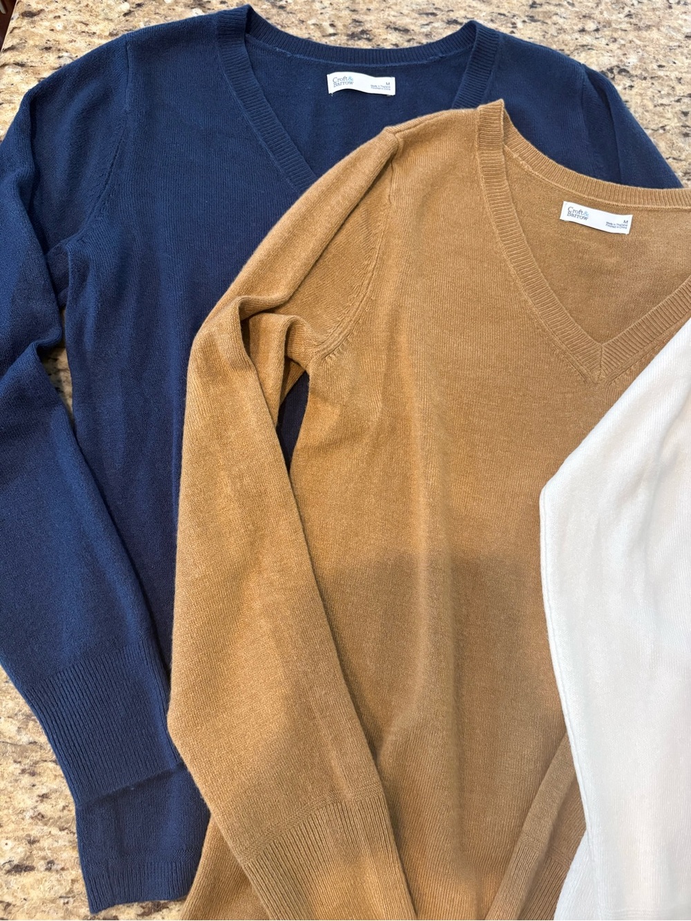 croft & barrow V-Neck Sweater Set in Navy, Camel, Ivory - Picture 7 of 16